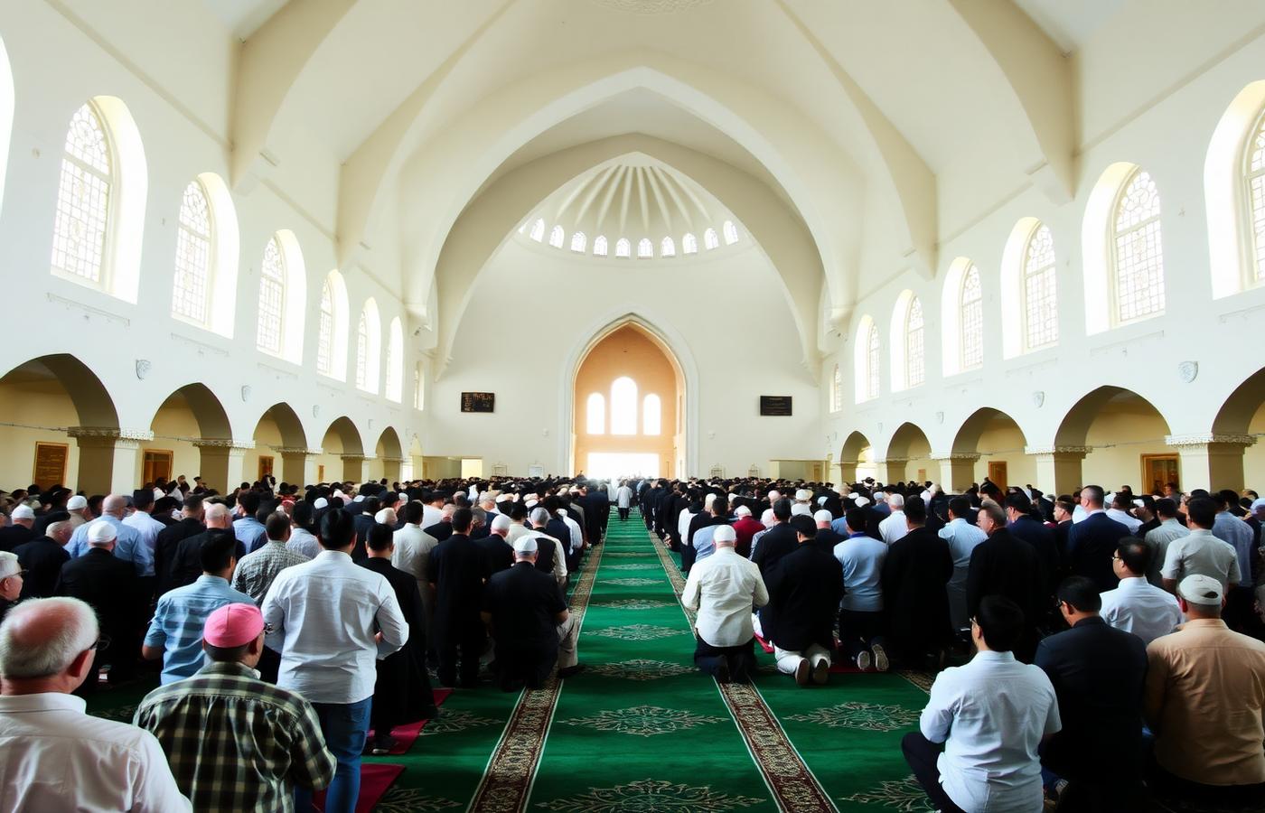 Worshippers gathered inside Masjid Al-Huda